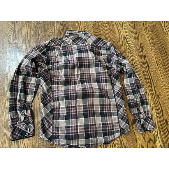 BKE Buckle Black No 48 Standard Fit Shirt Mens Large Plaid Snap Up Rockabilly - Picture 9 of 10